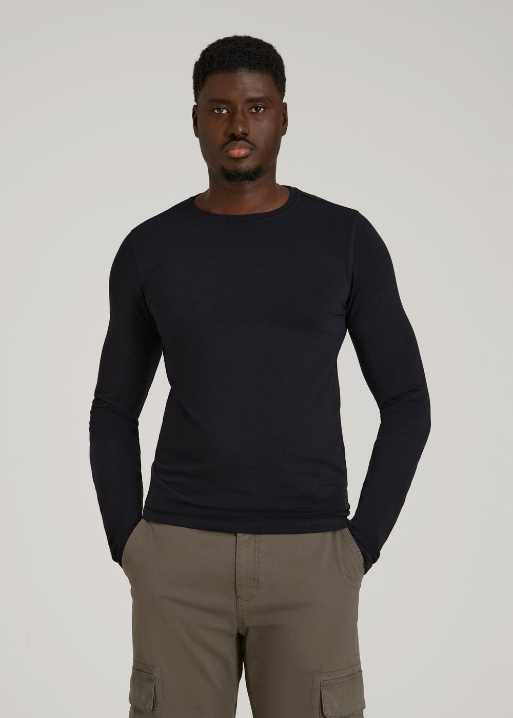 American Tall Sale | The Essential Slim Fit Long Sleeve Tee for Tall Men in Black