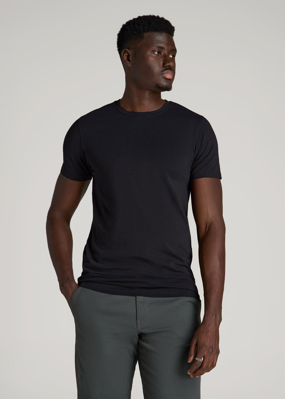 American Tall Outlet | The Essential Modern Fit Crewneck Tee for Tall Men in Black