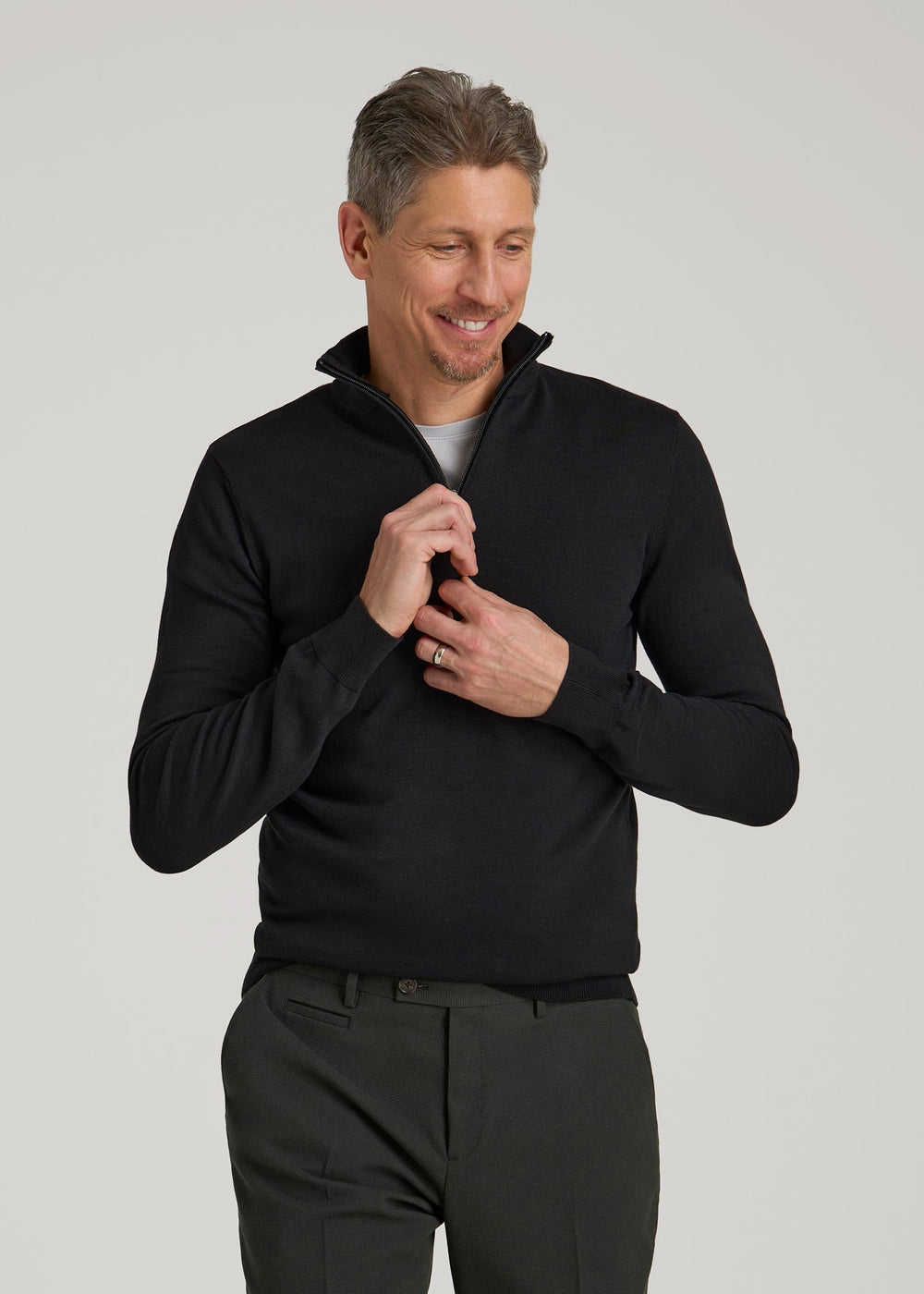 American Tall Online Shop | Everyday Quarter-Zip Sweater for Tall Men in Black