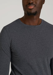 American Tall Sale | The Essential Slim Fit Long Sleeve Tee for Tall Men in Charcoal Mix