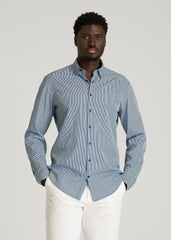 American Tall Online | Traveler Stretch Dress Shirt for Tall Men in Royal Navy Stripe