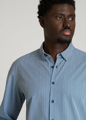 American Tall Online | Traveler Stretch Dress Shirt for Tall Men in Royal Navy Stripe