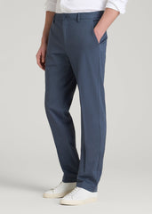 American Tall Outlet | Flex Tech Suit Pants for Tall Men in Medium Blue Nailhead