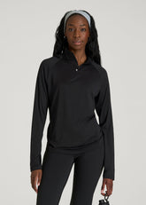 American Tall Online | Long Sleeve Quarter-Zip Pullover for Tall Women in Black