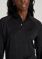American Tall Online | Long Sleeve Quarter-Zip Pullover for Tall Women in Black