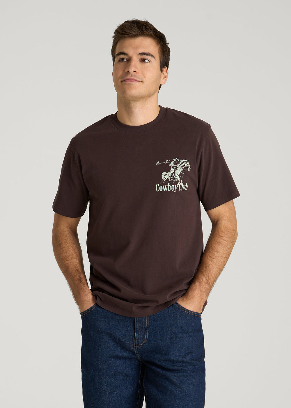 American Tall For Sale | Rodeo Graphic Tee for Tall Men in Brown