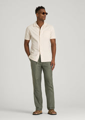 American Tall Sale | Stretch Cotton Linen Blend Pull-On Pants for Tall Men in Olive