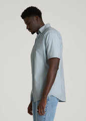 American Tall Discount | Short Sleeve Shirt for Tall Men in Ice Blue Abstract Stripe