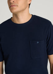 American Tall Discount | Terry Cotton Pocket Tee for Tall Men in Patriot Blue