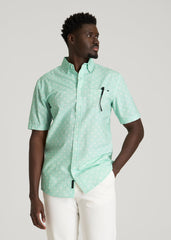 American Tall Online | Short Sleeve Shirt for Tall Men in Opal Blue Dandelion
