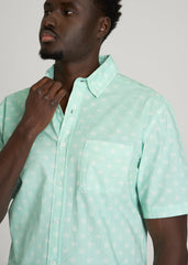 American Tall Online | Short Sleeve Shirt for Tall Men in Opal Blue Dandelion
