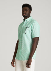 American Tall Online | Short Sleeve Shirt for Tall Men in Opal Blue Dandelion