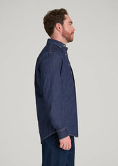 American Tall Online Shop | Classic Stretch Denim Shirt for Tall Men in Deep Indigo