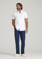 American Tall Online | Short Sleeve Traveler Stretch Button Shirt for Tall Men in Bright White