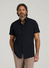 American Tall Sale | Short Sleeve Traveler Stretch Button Shirt for Tall Men in Black