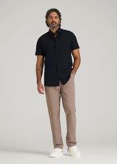 American Tall Sale | Short Sleeve Traveler Stretch Button Shirt for Tall Men in Black