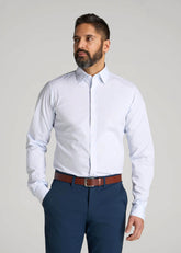 American Tall Outlet | Oskar Easy Care Dress Shirt for Tall Men in Blue Mini Stripe
