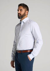 American Tall Outlet | Oskar Easy Care Dress Shirt for Tall Men in Blue Mini Stripe