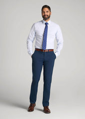 American Tall Outlet | Oskar Easy Care Dress Shirt for Tall Men in Blue Mini Stripe