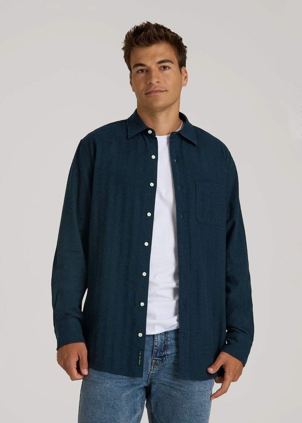 American Tall Sale | Nelson Flannel Shirt for Tall Men in Blue Chevron
