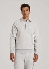 American Tall Online | Wearever Fleece Collared Sweatshirt for Tall Men in Grey Mix
