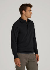 American Tall Outlet | Wearever Fleece Collared Sweatshirt for Tall Men in Black
