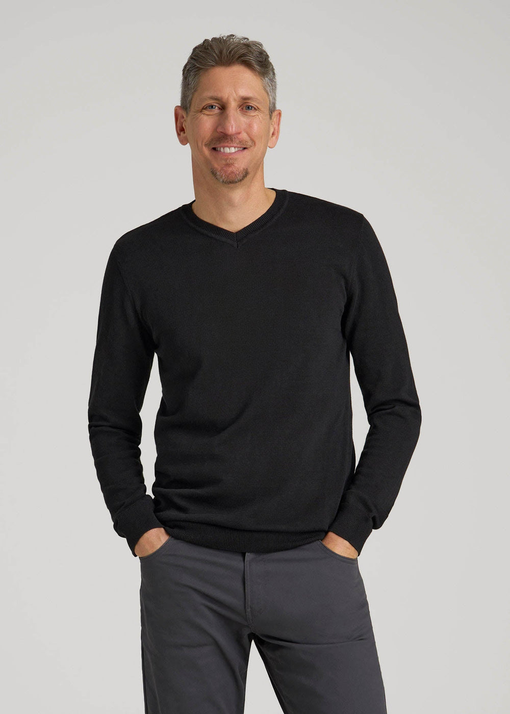 American Tall Outlet | Everyday V-Neck Sweater for Tall Men in Black