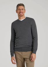 American Tall Online Shop | Everyday V-Neck Sweater for Tall Men in Charcoal Mix