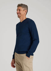 American Tall Discount | Everyday V-Neck Sweater for Tall Men in Patriot Blue