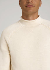 American Tall Online | Fisherman Knit Rolled Mock Neck Sweater for Tall Men in Natural