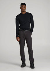 American Tall Outlet | Merino Wool Crewneck Tip Sweater for Tall Men in Black