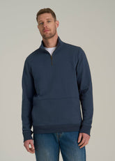 American Tall Discount | LJ&S Heavyweight Quarter-Zip Pullover for Tall Men in Vintage Midnight Navy