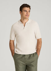 American Tall Outlet | Braided Knit Sweater Polo for Tall Men in White Sand