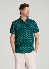 American Tall Online Shop | Coastal Perforated Polo for Tall Men in Deep Teal Floral