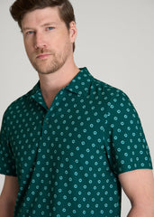American Tall Online Shop | Coastal Perforated Polo for Tall Men in Deep Teal Floral