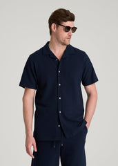 American Tall Sale | Terry Cotton Polo Cardigan for Tall Men in Patriot Blue