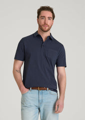 American Tall Online Shop | Slub Knit Polo with Pocket for Tall Men in Navy