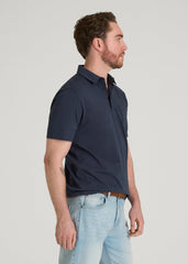 American Tall Online Shop | Slub Knit Polo with Pocket for Tall Men in Navy