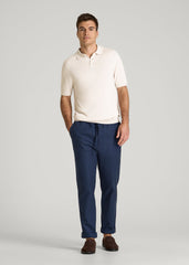 American Tall Online | Linen Blend Knit Polo for Tall Men in White Sand