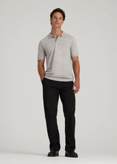 American Tall Outlet | Classic Polo with Embroidered Logo for Tall Men in Heathered Grey