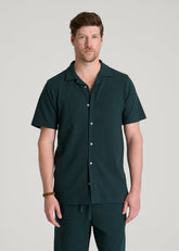 American Tall Sale | Terry Cotton Polo Cardigan for Tall Men in Emerald