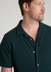 American Tall Sale | Terry Cotton Polo Cardigan for Tall Men in Emerald