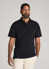 American Tall Outlet | LJ&S Ultra Soft Short Sleeve Cotton Polo for Tall Men in Vintage Black
