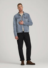 American Tall Discount | LJ&S Denim Jacket for Tall Men in Medium Blue