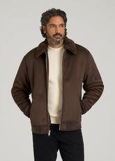American Tall For Sale | Sherpa Bomber Jacket for Tall Men in Bison Brown