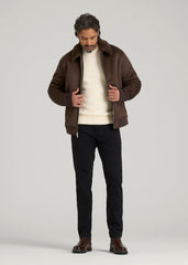 American Tall For Sale | Sherpa Bomber Jacket for Tall Men in Bison Brown