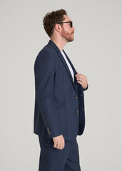 American Tall Online | Stretch Cotton Linen Blend Blazer for Tall Men in Navy Blue