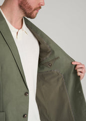 American Tall For Sale | Stretch Cotton Linen Blend Blazer for Tall Men in Olive