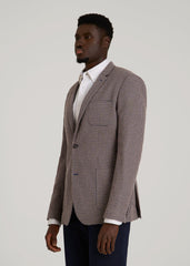 American Tall Outlet | Core Blazer for Tall Men in Brown and Blue Mini Houndstooth