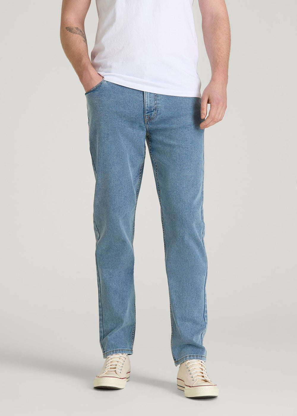American Tall Discount | Carman TAPERED Jeans for Tall Men in Perfect Blue